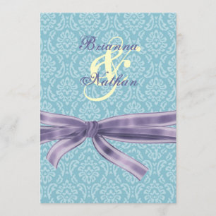 Faire-part de mariage turquoise et pourpre de Dama