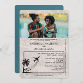 Faire-part de mariage turquoise Jamaica Passport (Devant / Derrière)