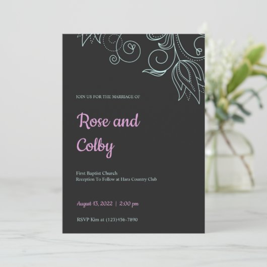 Faire-part de mariage Turquoise moderne (Debout devant)