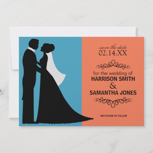 Faire-part de mariage Turquoise & Orange (Devant)