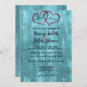 Faire-part de mariage Turquoise rustique (Devant / Derrière)