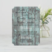 Faire-part de mariage turquoise rustique (Debout devant)