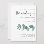 Faire-part de mariage Turquoise simple Eucalyptus (Devant)