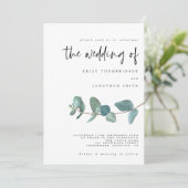 Faire-part de mariage Turquoise simple Eucalyptus (Debout devant)
