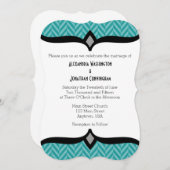 Faire-part de mariage turquoise White Herringbone (Devant / Derrière)
