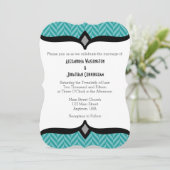 Faire-part de mariage turquoise White Herringbone (Debout devant)