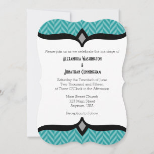 Faire-part de mariage turquoise White Herringbone
