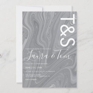 Faire-part de mariage typographie Agate Gris Liqui