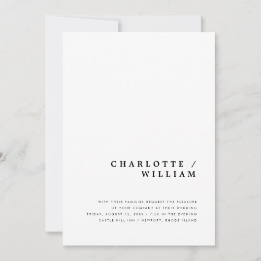 Faire-part de mariage typographie chic minimal mod (Devant)