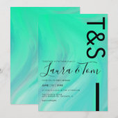 Faire-part de mariage typographie lime néon marbre (Devant / Derrière)