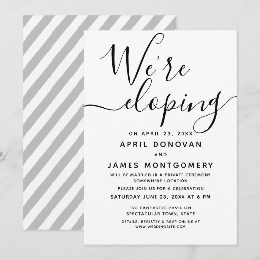 Faire-part de mariage typographie Nous nous enfuyo (Devant / Derrière)