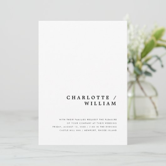 Faire-part de mariage typographique minimaliste mo (Debout devant)