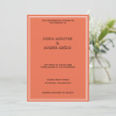 Faire-part de mariage typographique orange (Debout devant)