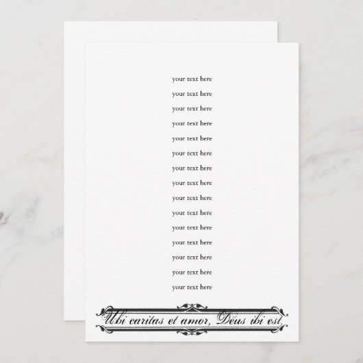 Faire-part de mariage Ubi Caritas et Amor (Devant / Derrière)