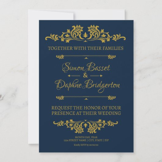 Faire-part de mariage : Une affaire dorée (Devant)