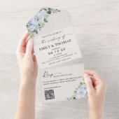 Faire-part de mariage une pièce bleu clair floral (Déchirure)