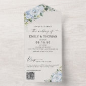 Faire-part de mariage une pièce bleu clair floral (À l'intérieur)