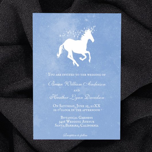 Faire-part de mariage Unicorne Bleue