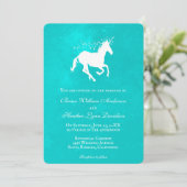 Faire-part de mariage Unicorne Turquoise (Debout devant)