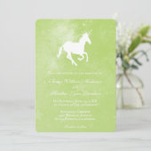 Faire-part de mariage Unicorne verte (Debout devant)
