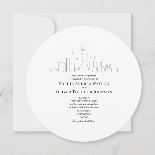 Faire-part de mariage unique à New York avec code  (Devant)
