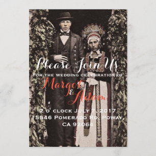 Faire-part de mariage unique, biscornue, Vintage