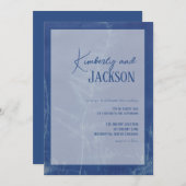 Faire-part de mariage unique Blue Boho (Devant / Derrière)