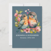 Faire-part de mariage unique de Lovebirds d'aquare (Dos)