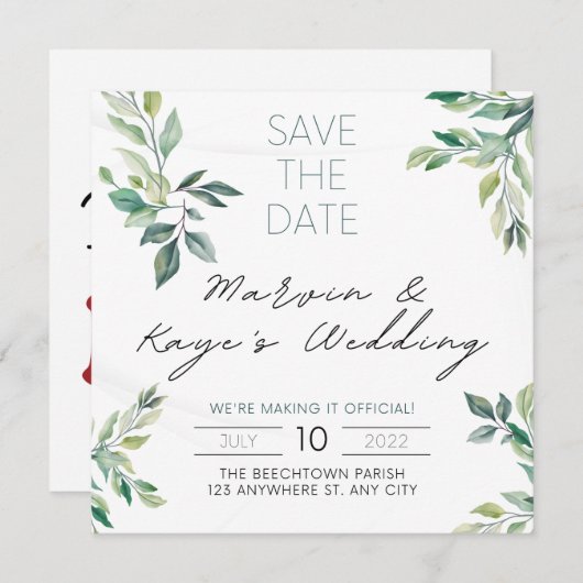 faire-part de mariage unique Enregistrer la date (Devant / Derrière)