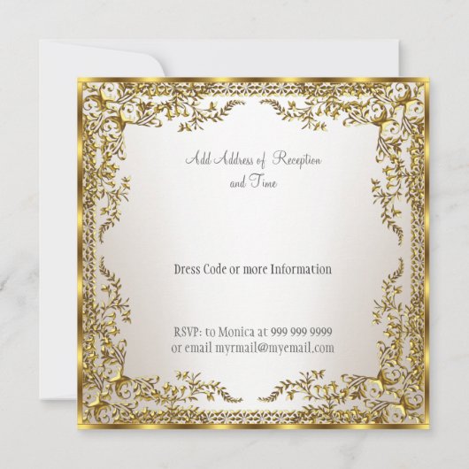 Faire-part de mariage unique et élégant or sépia (Dos)