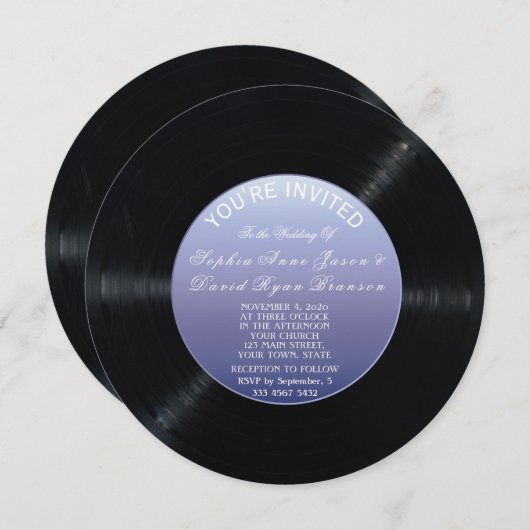 Faire-part de mariage unique Retro Vinyl Record (Devant / Derrière)