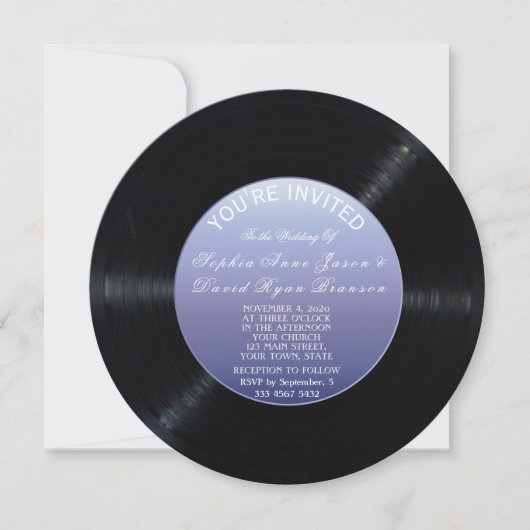 Faire-part de mariage unique Retro Vinyl Record (Devant)