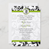 Faire-part de mariage unique vert pomme noir damas (Devant)