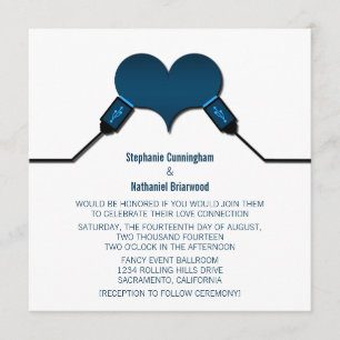 Faire-part de mariage USB Love Connection, Bleu