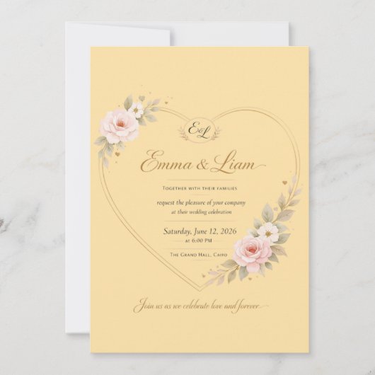 Faire-part de mariage Vague d'Or Luxe | Mode Éléga (Devant)