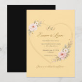 Faire-part de mariage Vague d'Or Luxe | Mode Éléga (Devant / Derrière)