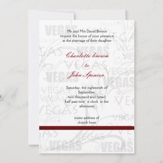 faire-part de mariage vegas (Dos)