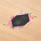 Faire-part de mariage végétal rose géométrique (Poser)