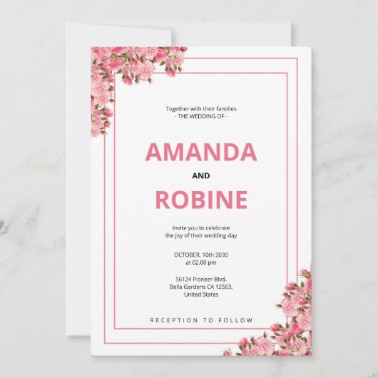 Faire-part de mariage végétal simple (Devant)