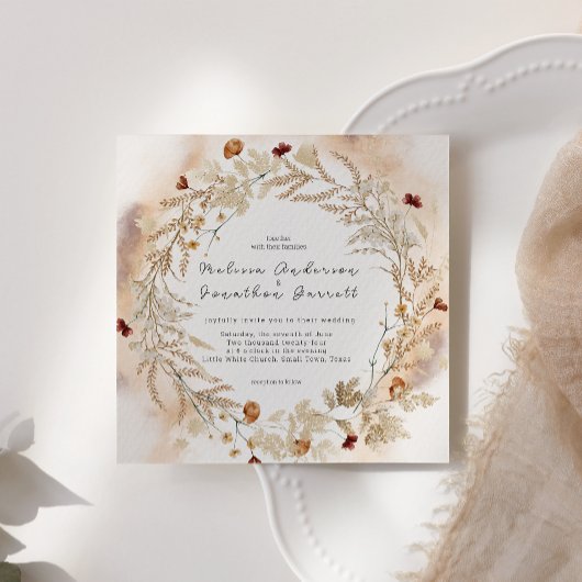 Faire-part de mariage végétal vintage minuscule