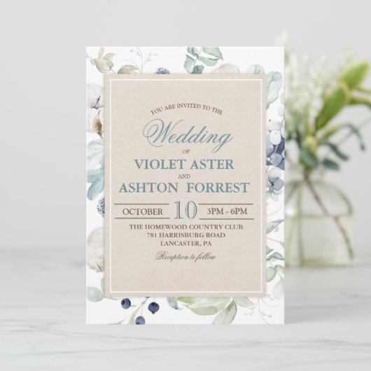 Faire-part de mariage végétale d'hiver (Debout devant)