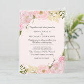 Faire-part de mariage végétale rose pâle (Debout devant)