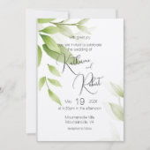 Faire-part de mariage végétale verte plate (Devant)