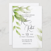 Faire-part de mariage végétale verte plate (Devant / Derrière)