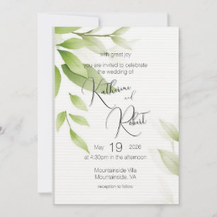 Faire-part de mariage végétale verte plate