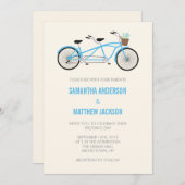 Faire-part de mariage vélo tandem - bleu (Devant / Derrière)