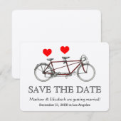 Faire-Part de Mariage Vélo Tandem Rétro Mignon (Devant / Derrière)