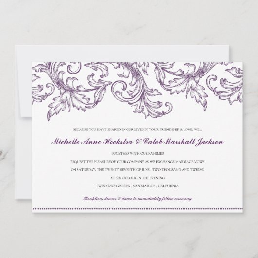 Faire-part de mariage Venise (Violet) (Devant)