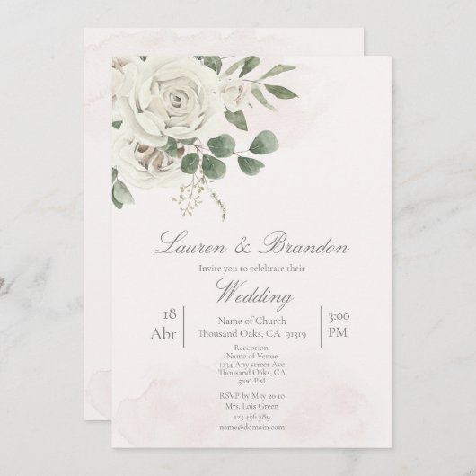 Faire-part de mariage verdoyant (Devant / Derrière)