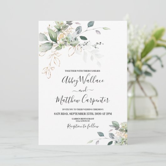 Faire-part de mariage verdoyant (Debout devant)